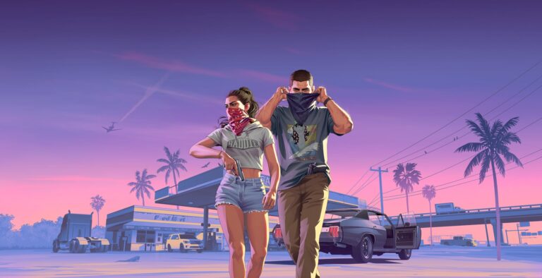 Arte oficial de GTA 6 com Lucia e Jason